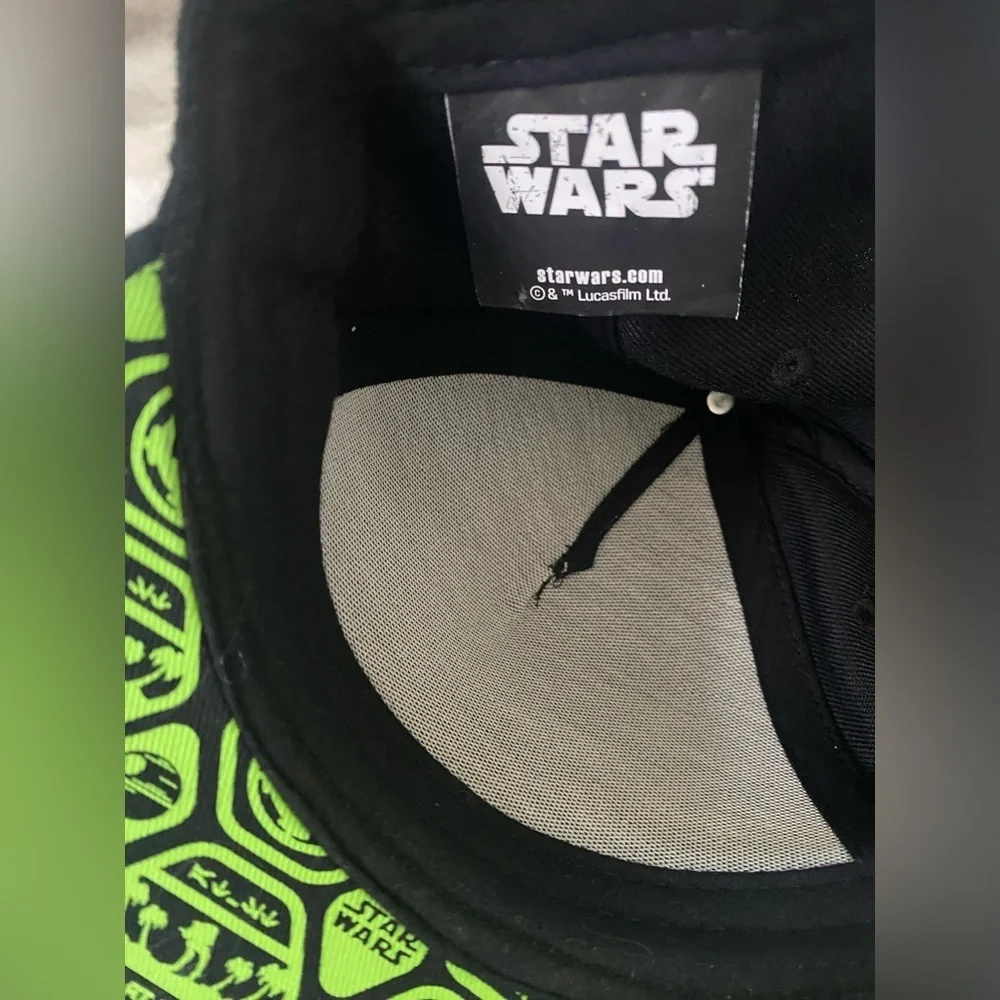 2016 Star Wars Black Stormtrooper Neon Green Hat Flat Bill Adjustable SnapBack
